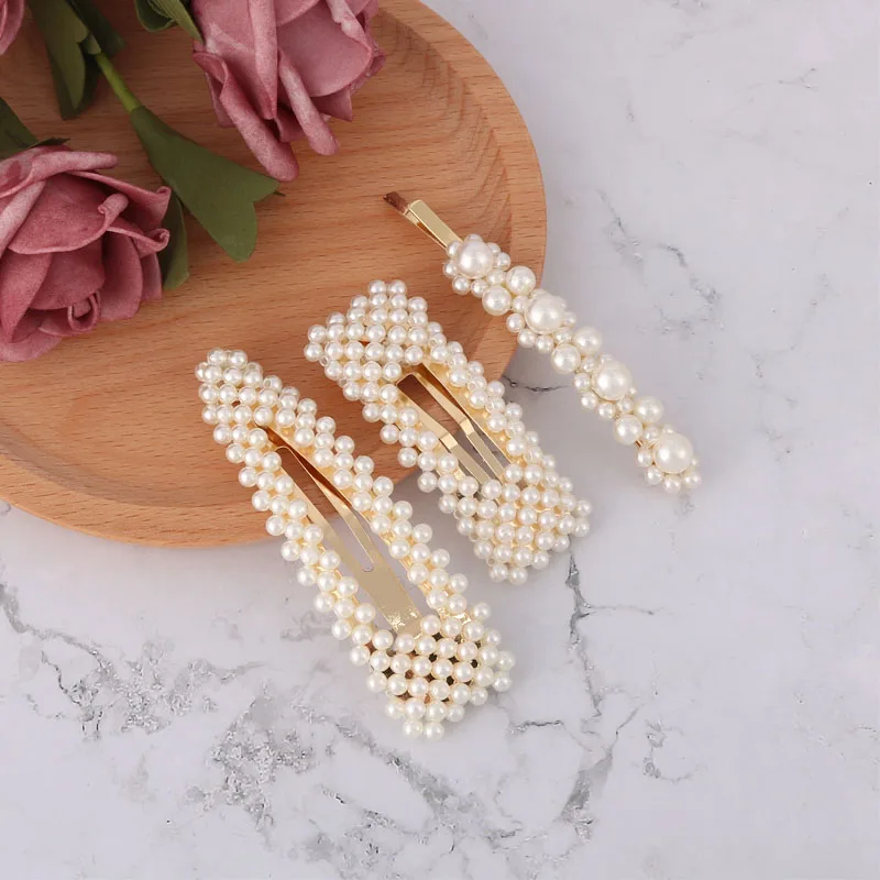 Женские заколки с имитацией жемчуга LEADERBEADS золотистые минималистичные для волос