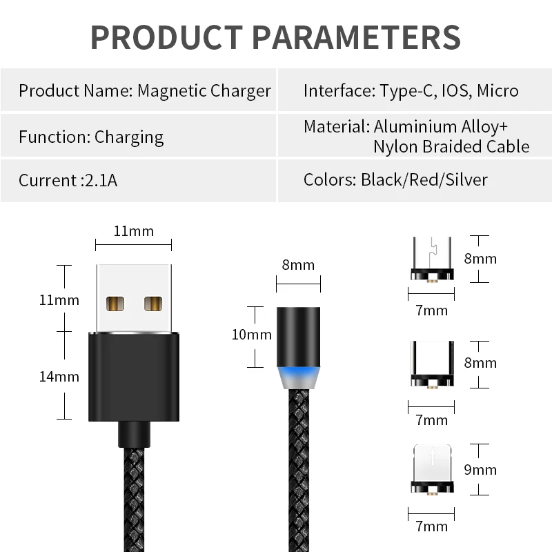 KingFriend Magnetic USB Cable Fast Charging USB Type C Cable Magnet Charger Data Charge Micro Cable Mobile Phone Cable USB Cord