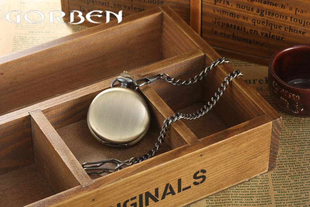 Мужские и женские кварцевые часы GORBEN бронзовые винтажные с римскими цифрами