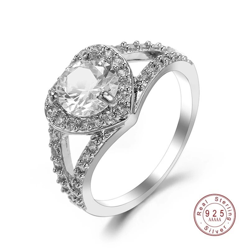 

2019 Fashion New Arrival Silver Colors Zircon Heart Engagement for Women Promise Rings Jewelry sepcial Gifts Wholesale