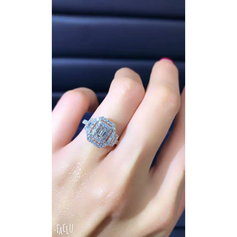 LASAMERO 0.50CT Изумрудное кольцо натуральный бриллиантовый блеск 18 К золото двойной Halo Половина Вечность помолвка свадебное предобручальное кольцо