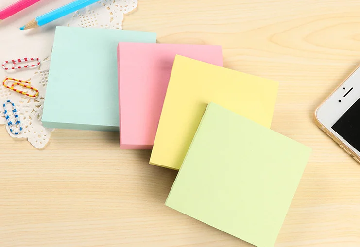 Сплошной цвет квадратный липкий блокнот для заметок Подарочный канцелярские