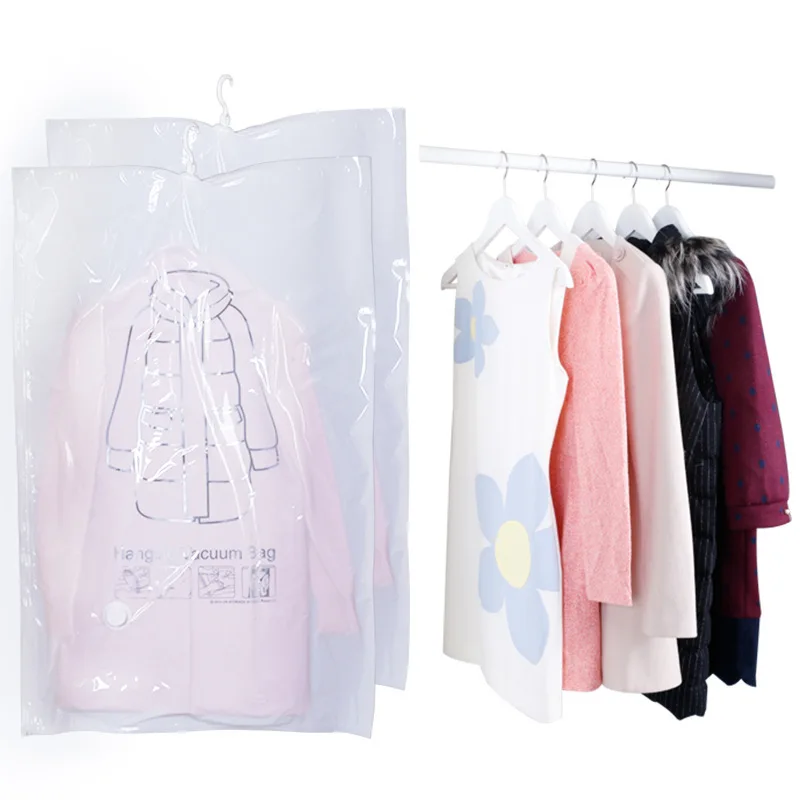 

Can Hang Vacuum Bag Clothes Foldable Transparent Border Compression Organizer Pouch Sealed Storage Bags Save Space organizer