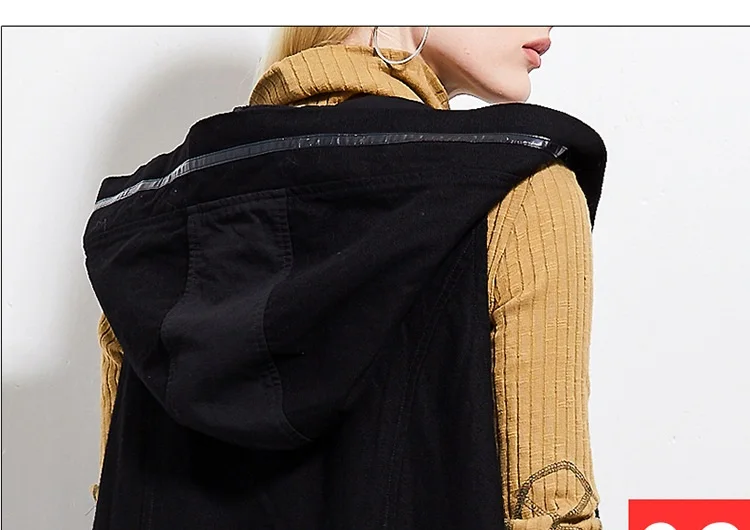 Free shipping 2018 Autumn Fashion Women streetwear Plus size Hooded trench coat sleeveless outwear printed long vest tops outfit | Женская