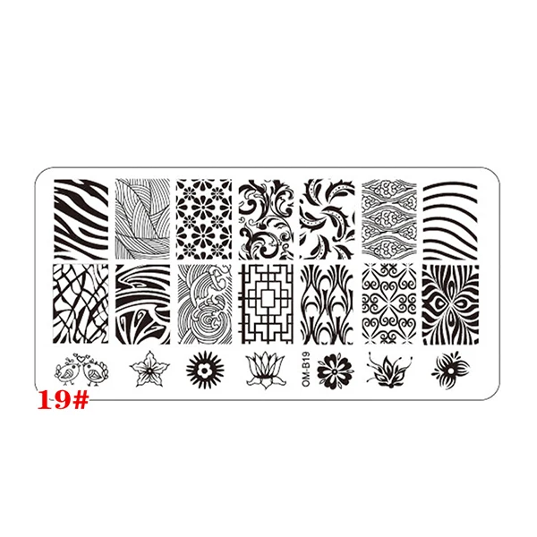 Pattern 19 1 шт. прямоугольник Нержавеющая сталь Дизайн ногтей штамповка Плиты шаблона цветочный Кружево сетки ногтей изображения Stamp плиты DIY Инструменты для маникюра - Цвет: Pattern 19