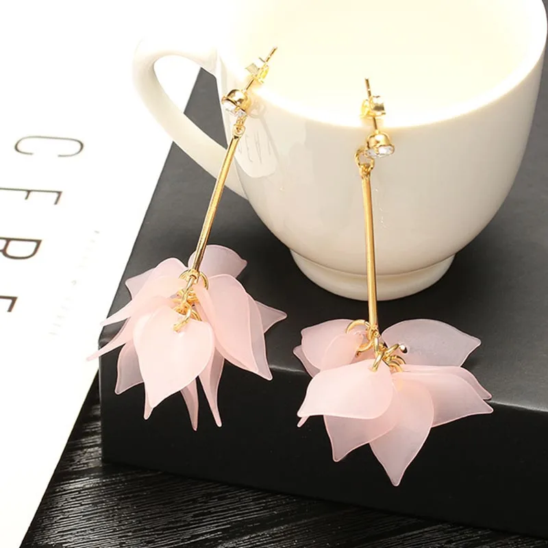 Новинка хит женские акриловые серьги с цветком и кристаллами длинные кисточками