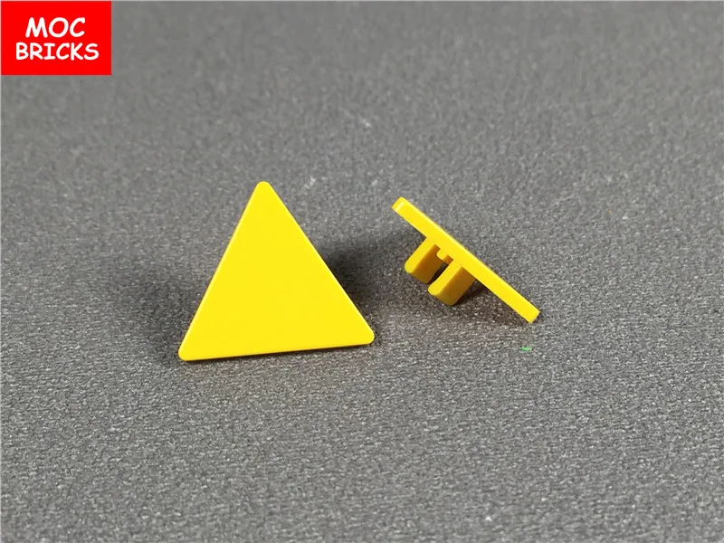 20 шт./лот MOC кирпичи желтый дорожный знак зажим 2x2 треугольник подходит с 30259