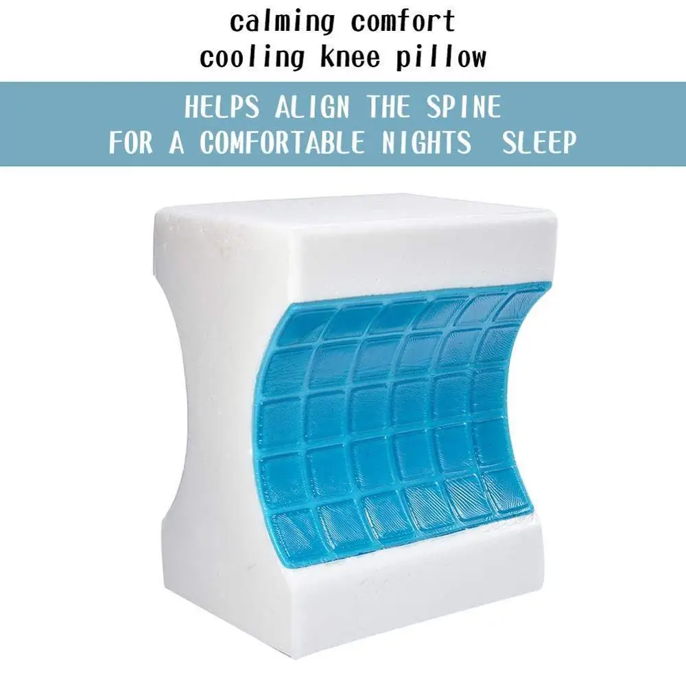 Calming Comfort Cooling Knee Pillow by Sharper Image- Charcoal Infused Memory Foam with Gel- Helps Side Sleepers Align S | Дом и сад