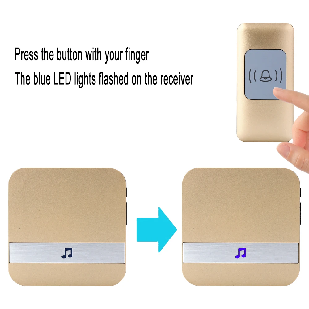 WEMEDA беспроводной дверной звонок Водонепроницаемая кнопка на батарейках 300 м