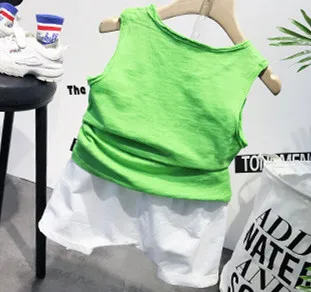 Unisex 2019 Baby Boys Girls Clothes Summer Kids Clothings Bear Print Sleeveless Tops Vest + Shorts Outfits Children Sets S93701A | Детская
