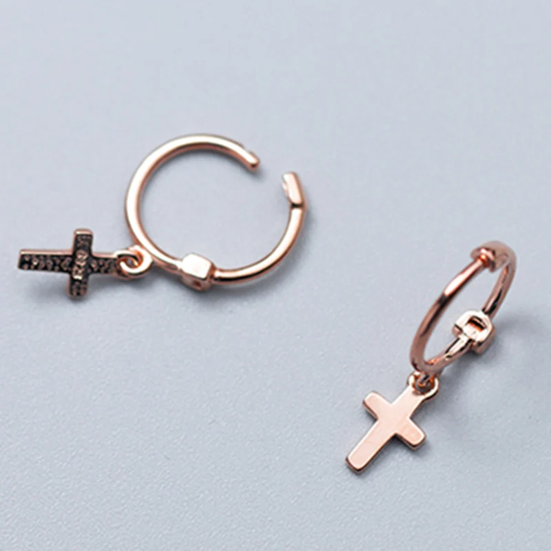 rose earrings Горячая Крест Ухо Падение 925 пробы серебряный крест маленькие серьги ювелирные изделия для женщин - Окраска металла: rose earrings