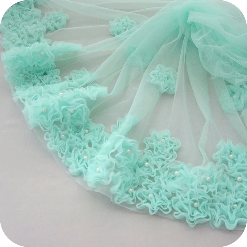 1 ярд детская одежда 3D Чистая Пряжа драпировка кружевная юбка-пузырь белые оборки