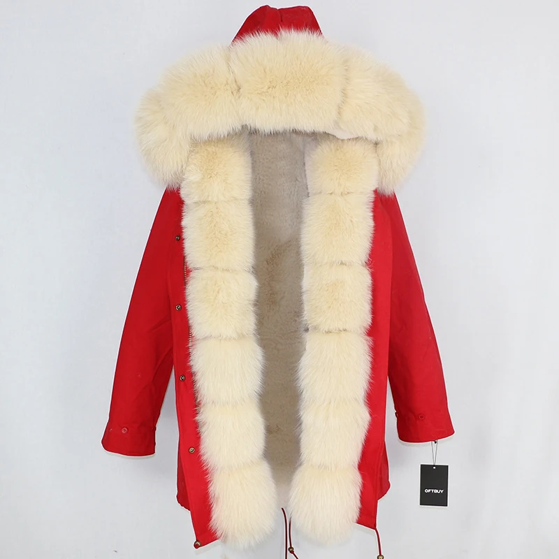 OFTBUY длинная парка, пальто с натуральным мехом, зимняя куртка для женщин, Воротник из натурального Лисьего меха, Толстая теплая брендовая Роскошная Съемная уличная одежда