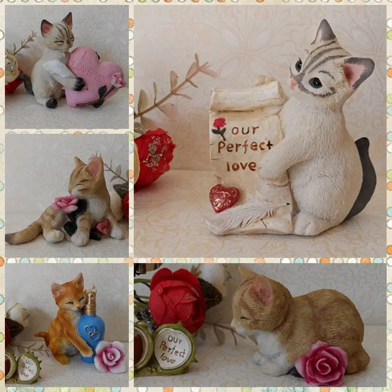 Бесплатная доставка реалистичные фигурки кошек игрушки из смолы 5 видов стилей