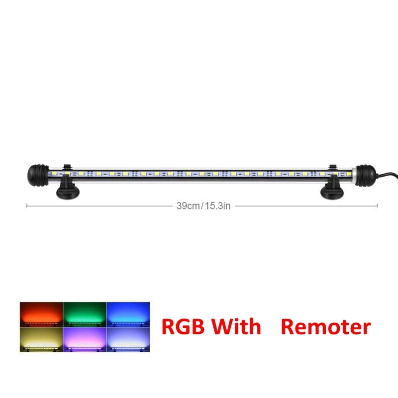 39cm RGB and Control Светодиодный светильник для аквариума, декоративная лампа для аквариума 49 см, 39 см, 29 см, 19 см, освещение для аквариума, RGB Светодиодный светильник с дистанционным управлением - Цвет: 39cm RGB and Control