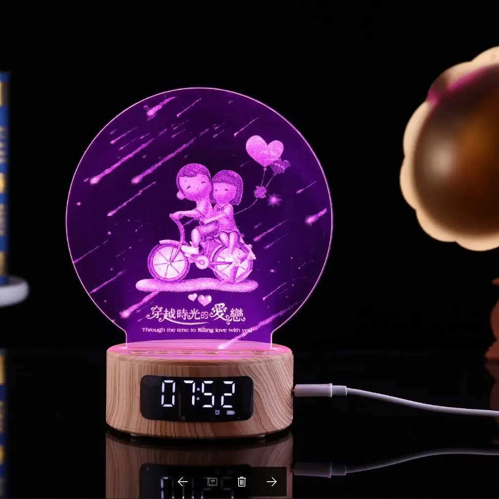 7 Хит, новинка, Bluetooth, будильник, проекция, аудио, галактика, 3D, Ночной светильник, красочные цифровые настольные деревянные часы, гаджеты, электронные - Цвет: 7