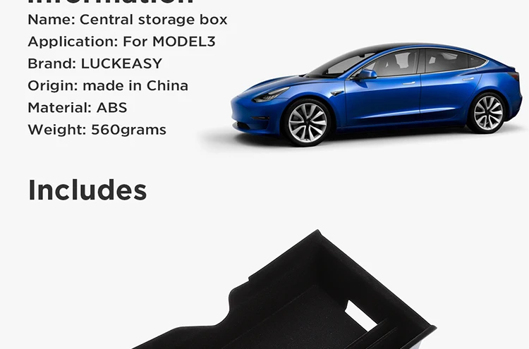 LUCKEASY Автомобильная Центральная коробка для хранения для Tesla модель 3- салонные аксессуары центральной консоли Организатор