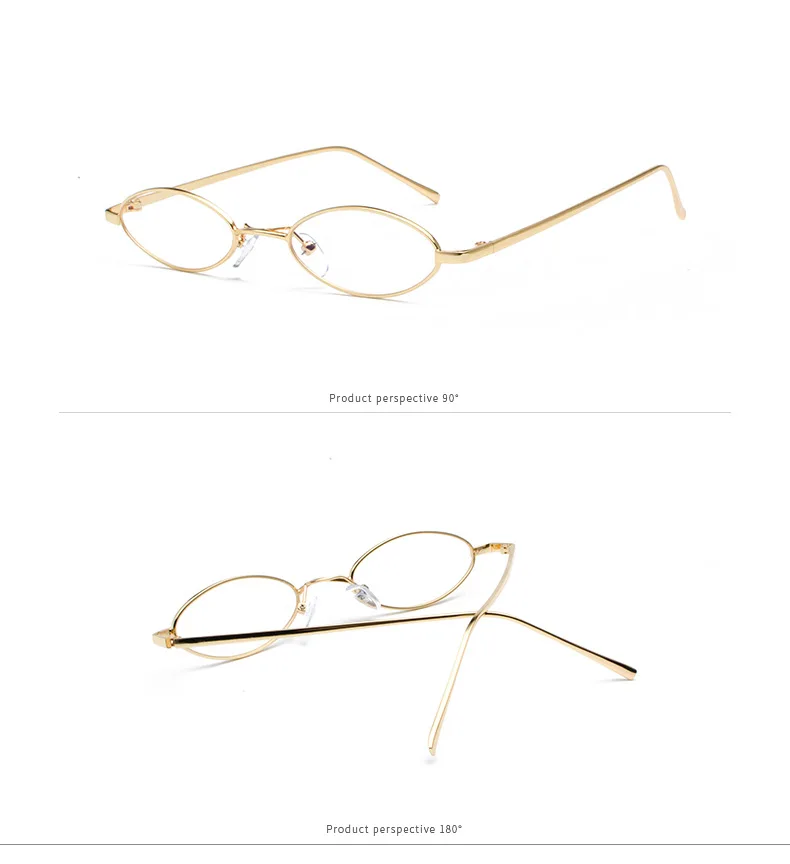 gold clear Небольшие Овальные Солнцезащитные очки женские винтажная металлическая оправа для очков, очки для компьютера, маленький размер красного и желтого цветов прозрачные линзы кошачий глаз солнцезащитные очки UV400 - Цвет линз: gold clear