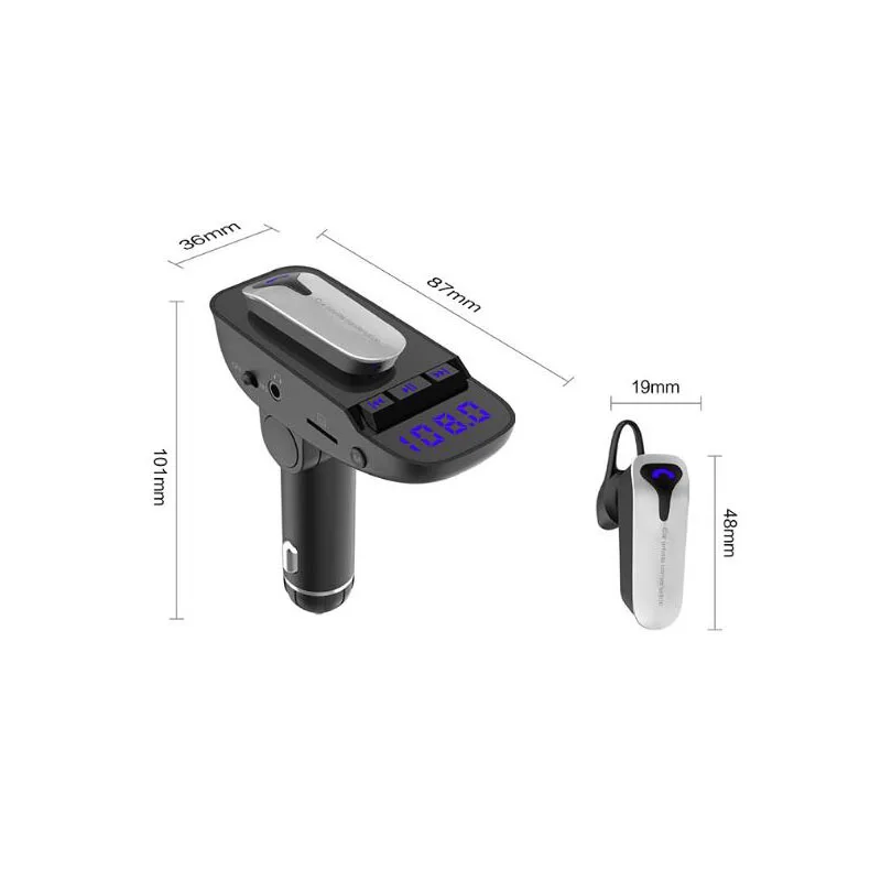 FM Transmitter Aux Car Modulator Bluetooth Handsfree Kit Audio MP3 Player with 3.1A Quick Charge Dual USB Charger | Автомобили и