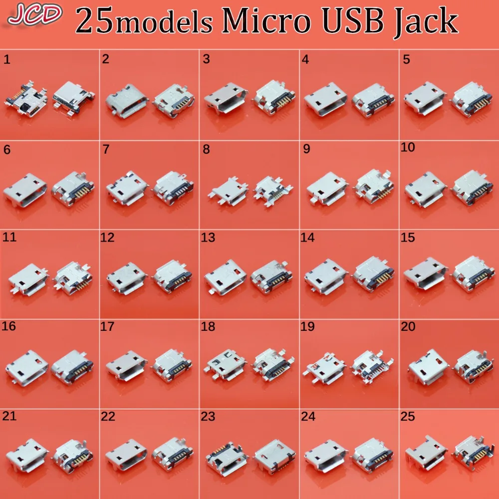 Гнездовой разъем JCD Micro USB B типа Мама 5-контактный для зарядки 7-контактный 11p Jack