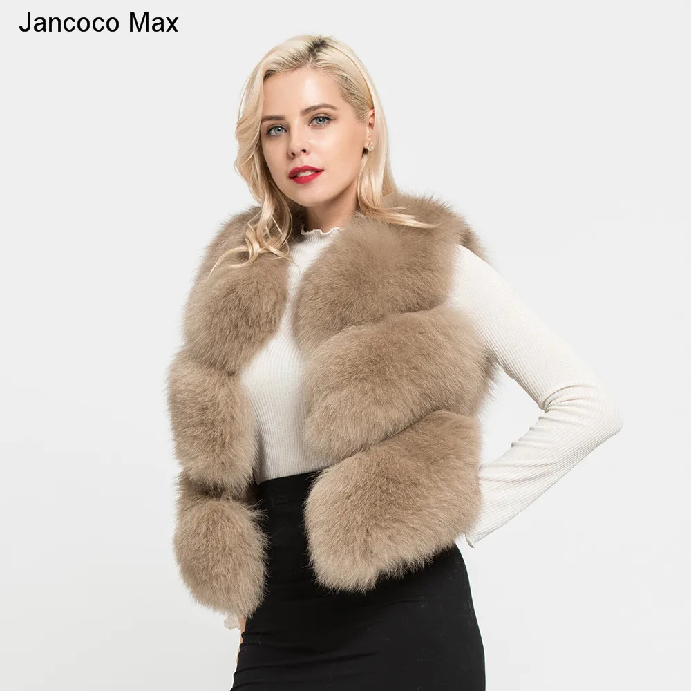Jancoco Max, женский жилет из натурального Лисьего меха, зимний теплый жилет высокого качества, 3 ряда, пальто без рукавов, модный жилет S7162