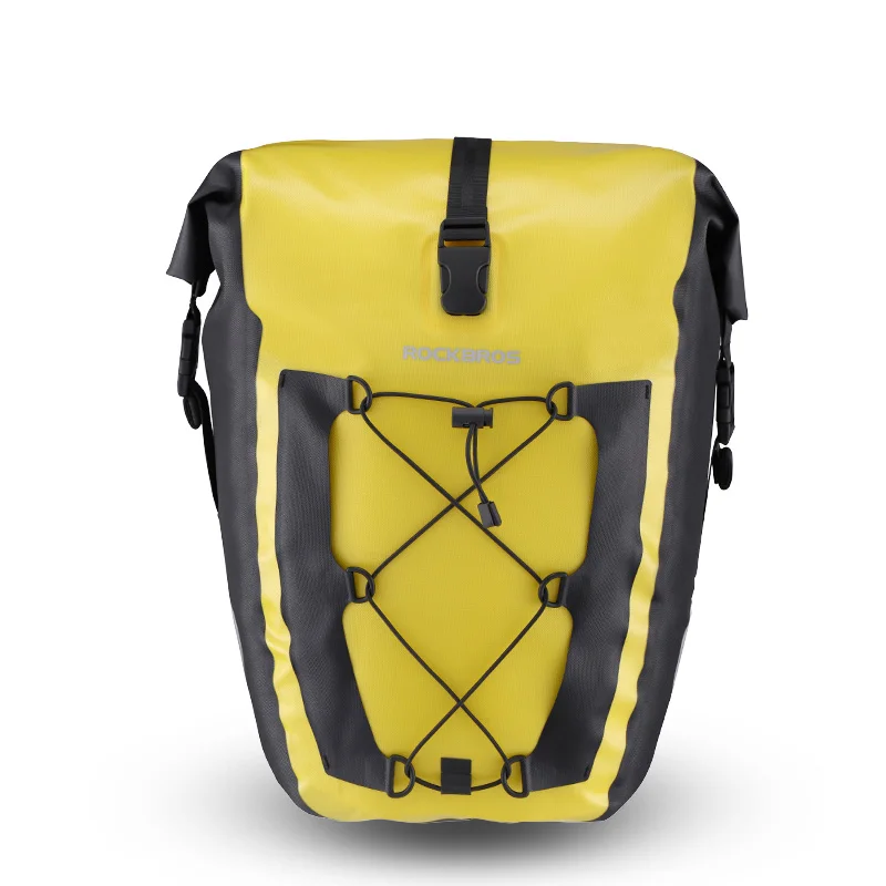 Yellow 1 piece ROCKBROS Водонепроницаемая велосипедная сумка 27Л, сумка для путешествий, велосипедная корзина, велосипедная задняя стойка, заднее сиденье, сумка для багажника, сумка для горного велосипеда, аксессуары - Цвет: Yellow 1 piece