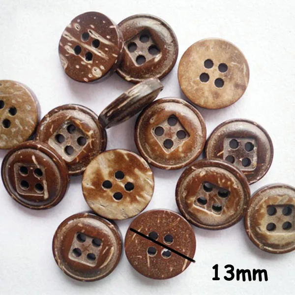 50pcs/lot Size:13mm Classic Round natural coconut buttons 4-holes for garment Garment accessories (kk-405) | Дом и сад