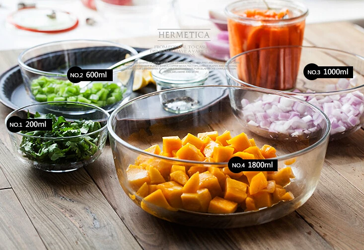 Прозрачная стеклянная миска посуда Салатница столовые принадлежности кухонные