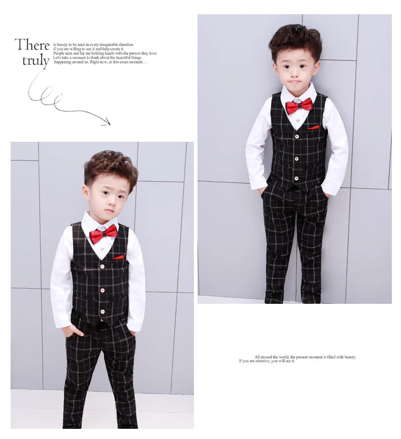 Boys Fashion Short Suits Vest Pants Set Kids Slim Fit 2pcs Suit Set For Boys Formal Classic Costume Wedding Birthday Party Suit