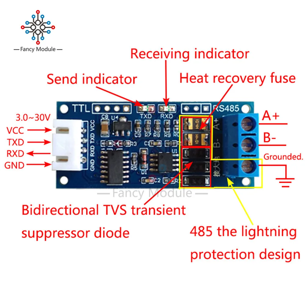 TTL к RS485 преобразователь 3 V/5 0 V аппаратный автоматический контрольный модуль для
