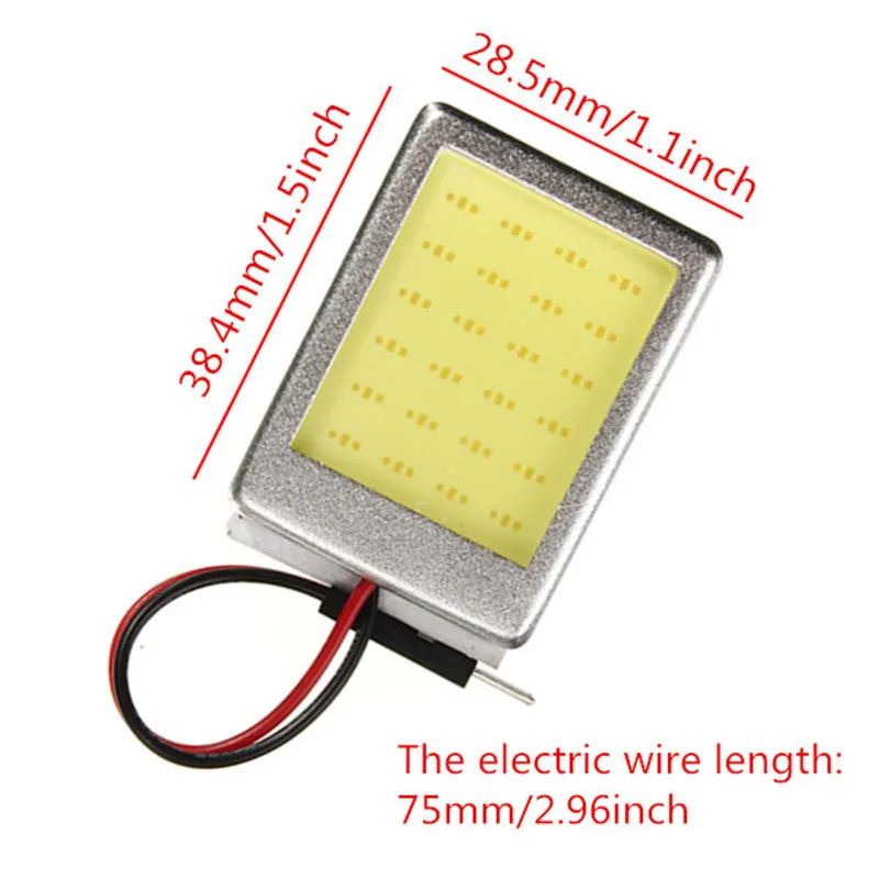 Светодиодная панель для салона автомобиля белая 24 SMD T 10 COB чип 28-40 мм фестон купол +