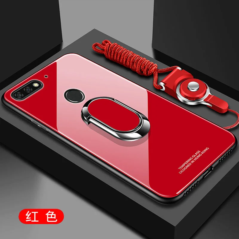 Для huawei honor 7C 7X чехол из твердого закаленного стекла с кольцом-подставкой Магнитный защитный чехол на заднюю панель для huawei honor 8X 8C оболочка