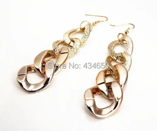 Copper Coated Plastic Drop Women Earrings with Aluminum brass earring hook gold color plated nickel 90x25mm Sold By Pair | Украшения и