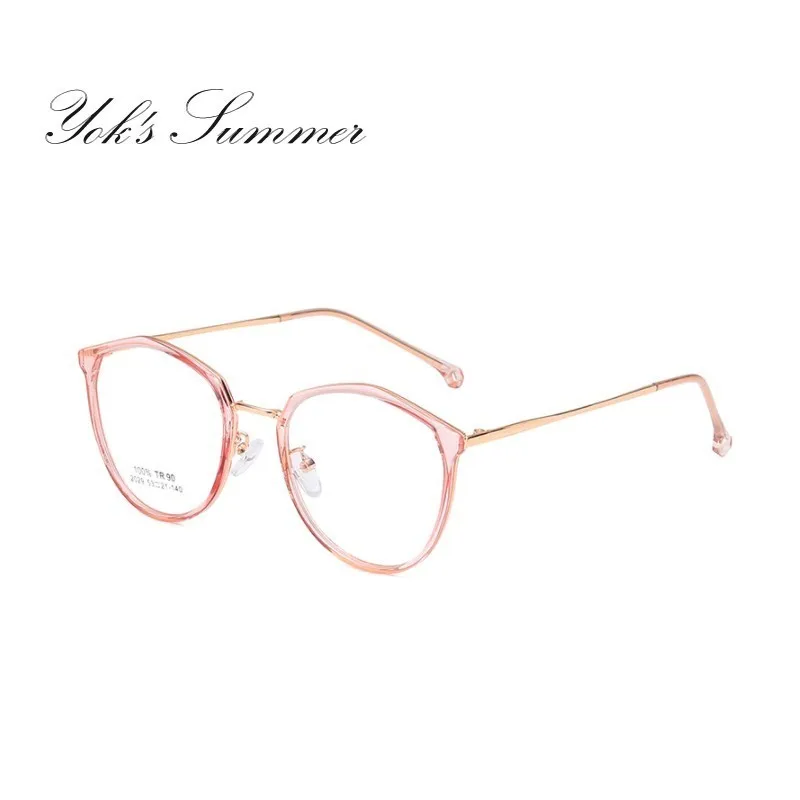 C3 Pink Frame Yok's TR90, оптическая оправа для очков для женщин, дизайнерские очки кошачий глаз, очки для близорукости, очки, металлическая оправа для очков, для мужчин, WN1198 - Цвет оправы: C3 Pink Frame