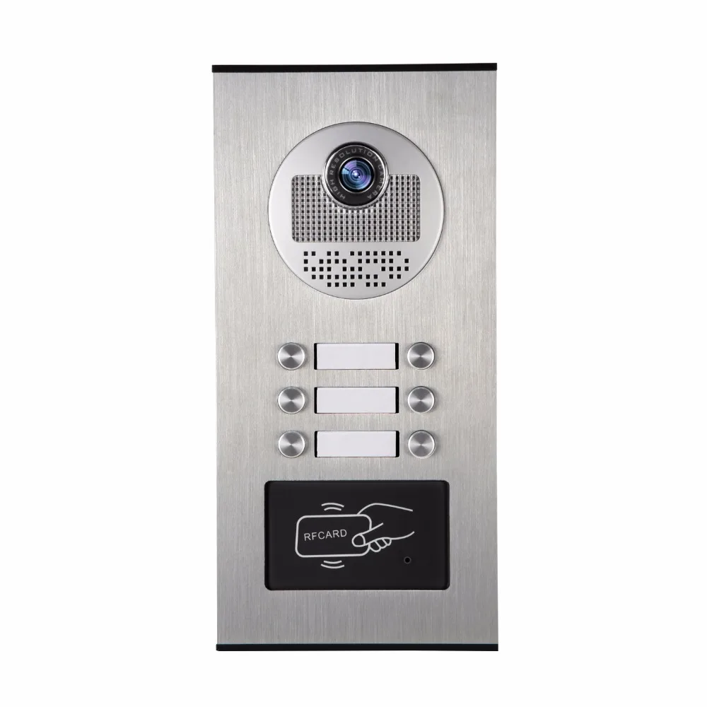 SmartYIBA 6 Unit Apartment Video Intercom System Video Door Phone Doorbell Kit 7 Inch Monitor with RFID Access Door Camera