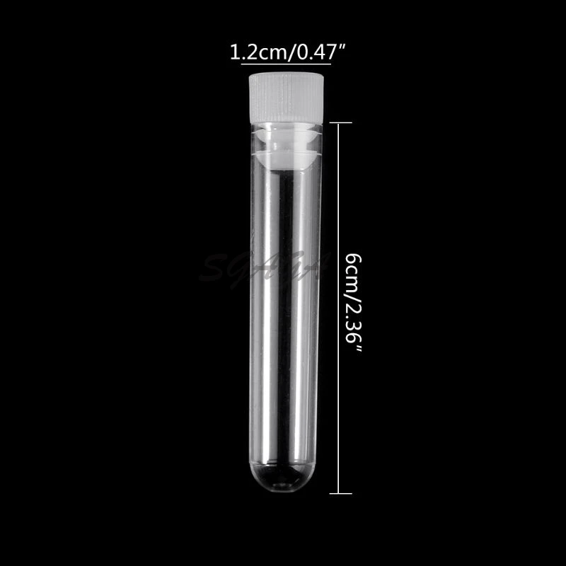 10 шт. прозрачная пластиковая тестовая трубка с крышкой 12x60 мм u-образная нижняя