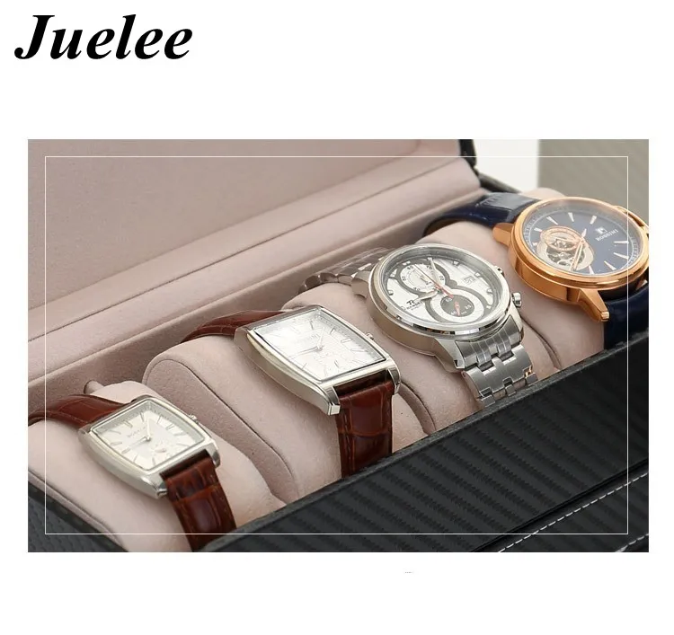 Роскошная Кожаная Шкатулка для ювелирных изделий Juelee с 4 отделениями ящик