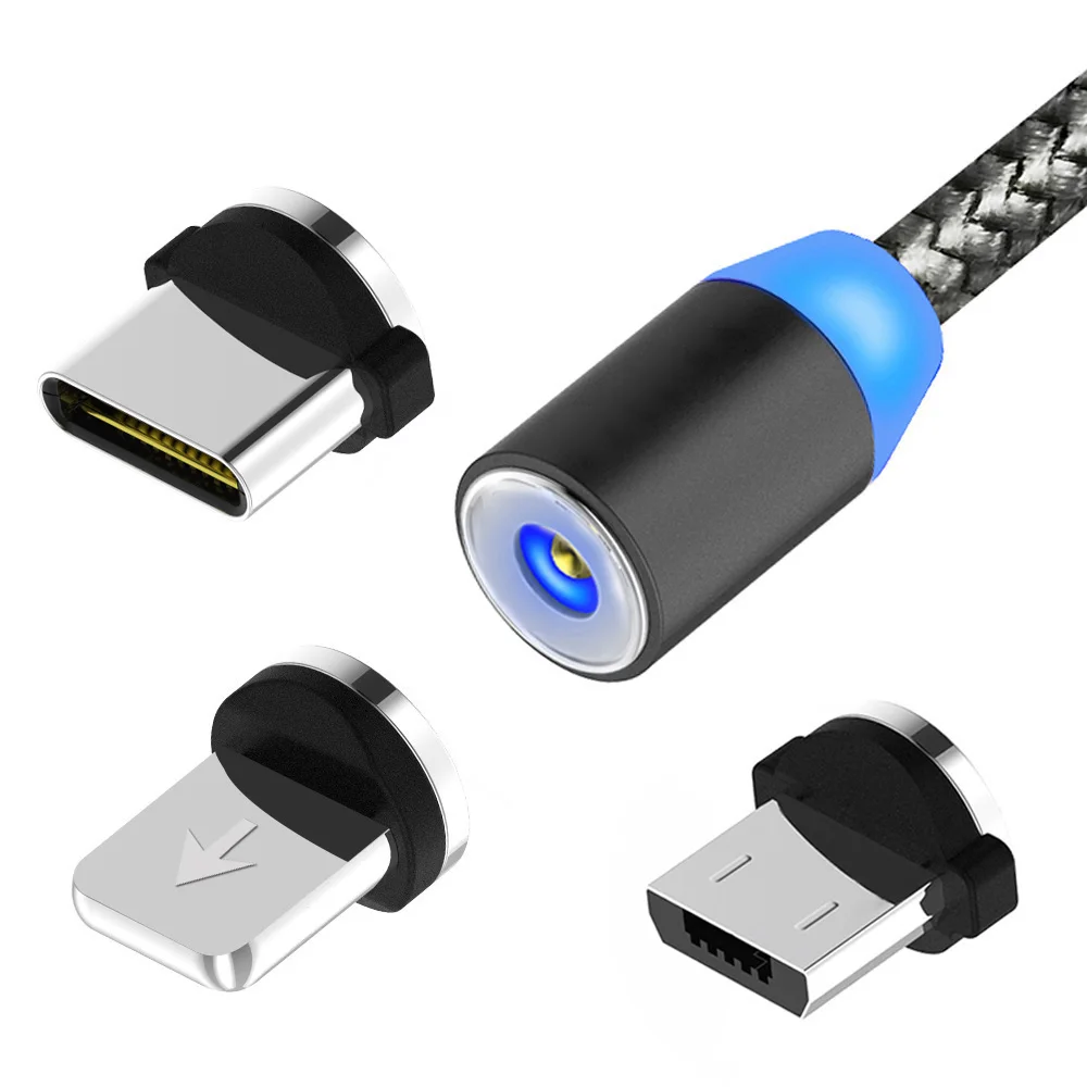 R Line1 светодиодный магнитный USB кабель для Samsung Xiaomi Huawei C iPhone Xs Max 8 7 6 & Type и Micro