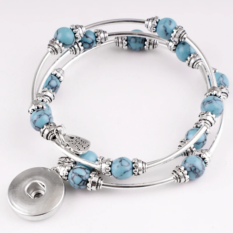 

pearl Wrap bracelets 18mm snap button jewelry for Women girls Shell NF663