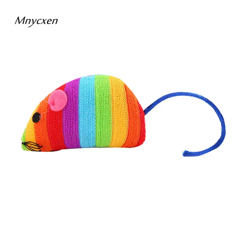 multicolor Новая игрушка для кошек, мышь в форме ткани игрушка Радужный цвет интерактивная игрушка для кошек chats produit pour animaux de compagnie@ C - Цвет: multicolor