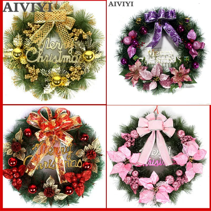 

Foreign trade excellent products New Year Christmas Wreath With Bow Handcrafted Elegant Holiday Wreath For The Front Door Christ