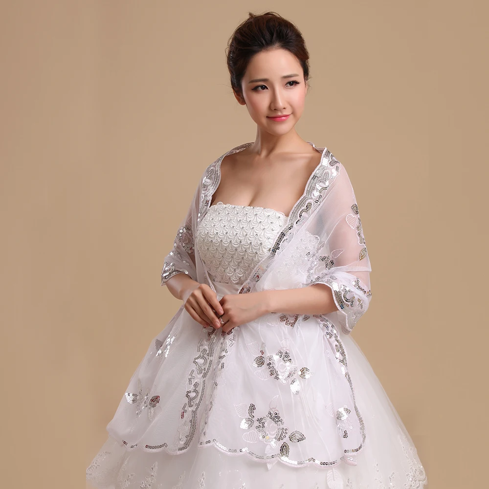 Women Sequined Flower Long Shawl Bridal Wedding Wrap Fashion Bling Stole Accessories Dress Cover Up Handmade |