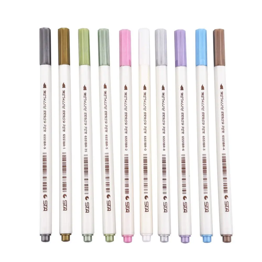 STA 10 цветов металлический маркер для художника набор кистей Heaxgon манги детский