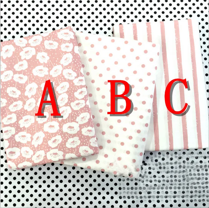 Стеганая ткань в розовый горошек 100% хлопок для шитья своими руками из кусков