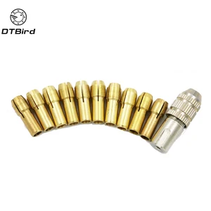 11 шт. сверлильные патроны, латунные цанги, Мини сверлильный патрон для вращающегося инструмента Dremel диаметром 0,5 мм-3,2 мм, аксессуары для электроинструмента DT6