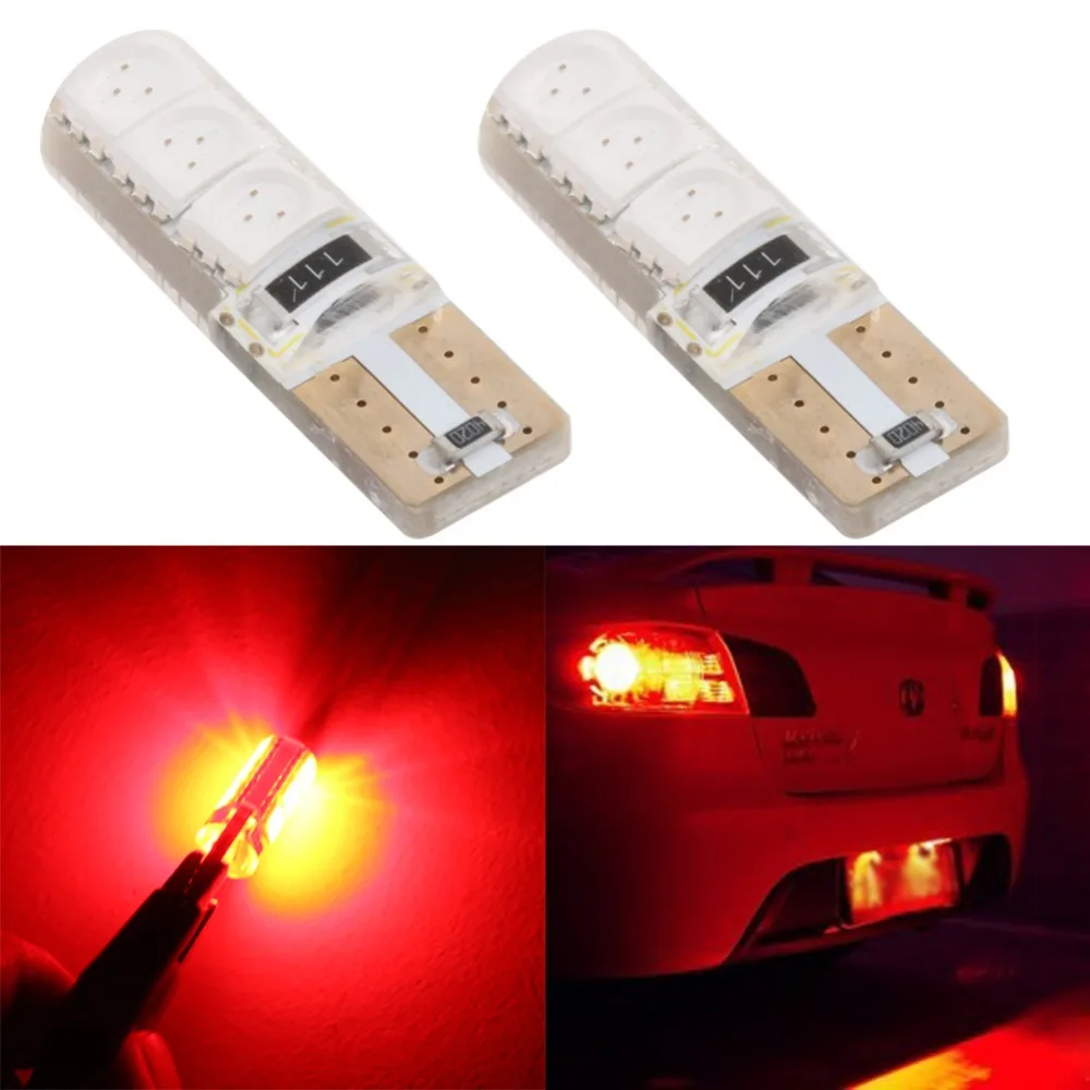 1X 12В T10 W5W силикагель 5050 6SMD 168 автомобильный красный светильник s светодиодный