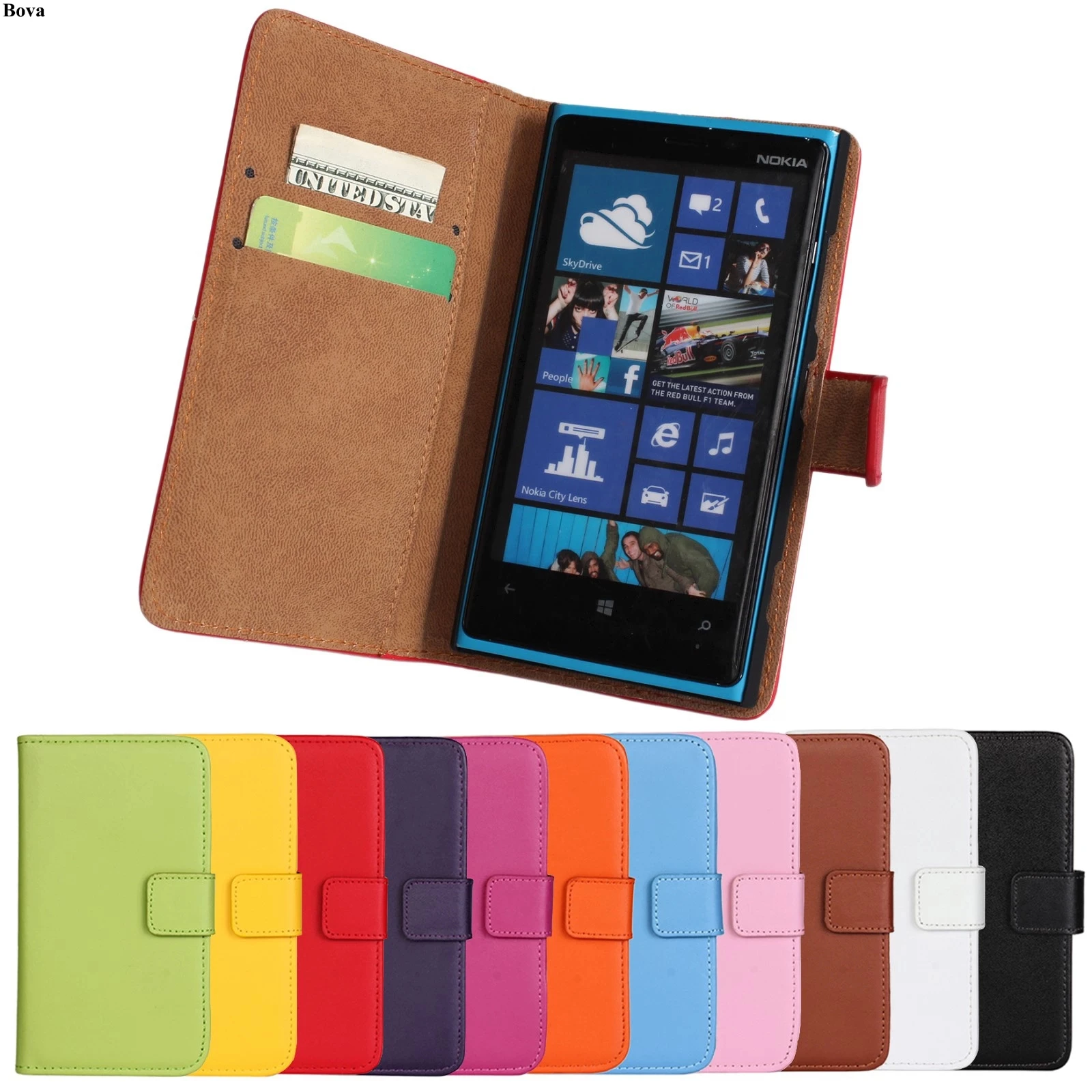 Чехол для Microsoft Lumia 920 премиальный книжка из искусственной кожи с бумажником Nokia