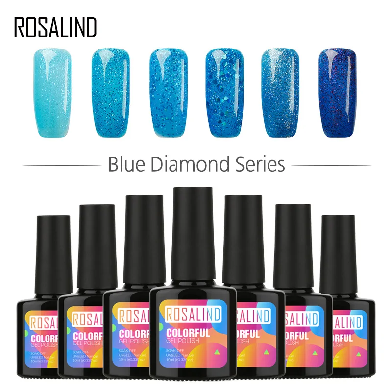 ROSALIND гель 1S высокое качество Серия Blue Diamond длительное впитывание 10 мл УФ лак для