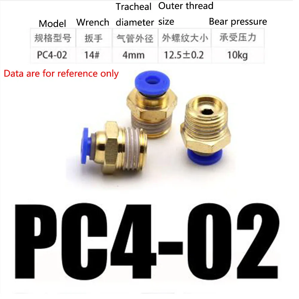 1 шт. пневматический PC4mm OD шланг трубки M5 1/" 1/4" дюймов BSPT PT наружная резьба прямой фитинг соединитель быстрое соединение латунные фитинги - Цвет: 1 PC4-02