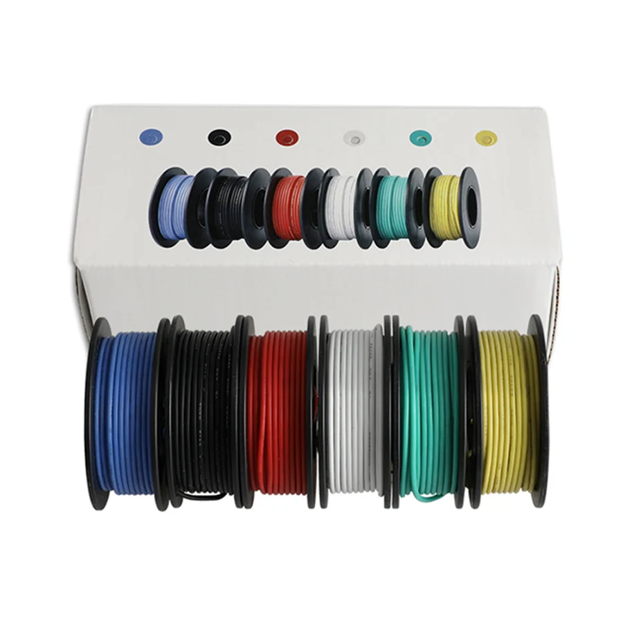 Электрический провод UL3132 24AWG 60 м/коробка изолятор из мягкого силикона